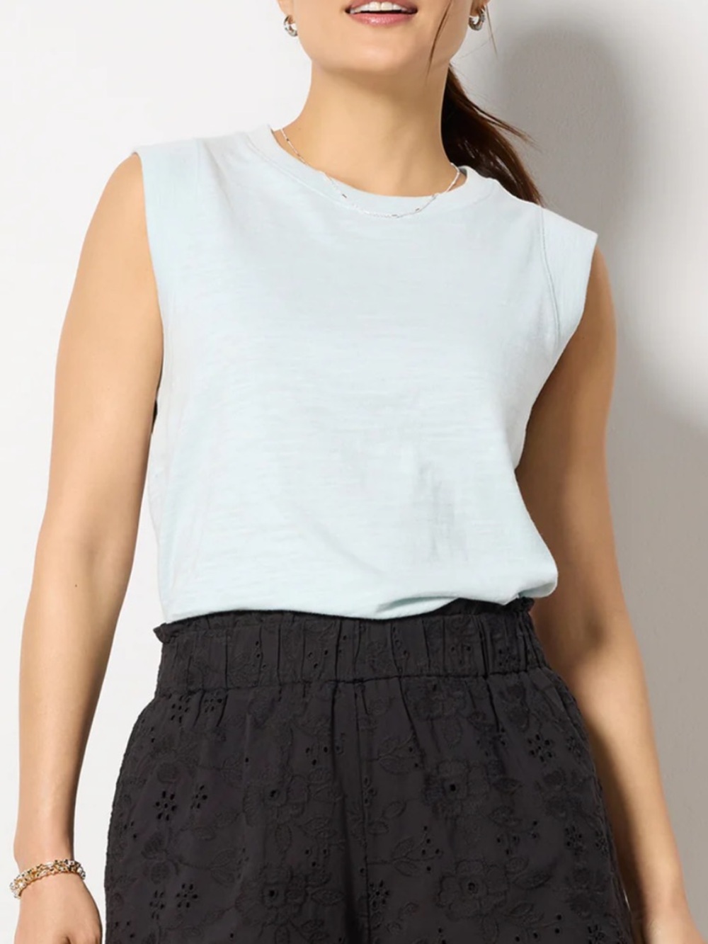 Faherty Soft Pale Blue Sleeveless Muscle Tank